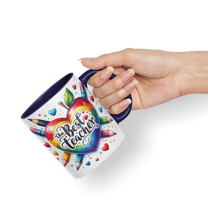 Vixar Best Teacher Mug Thank You, End of School Gift Ceramic Coloured Mug Cup for Tea Coffee Hot Brew 330ml 11Oz Gift BT2