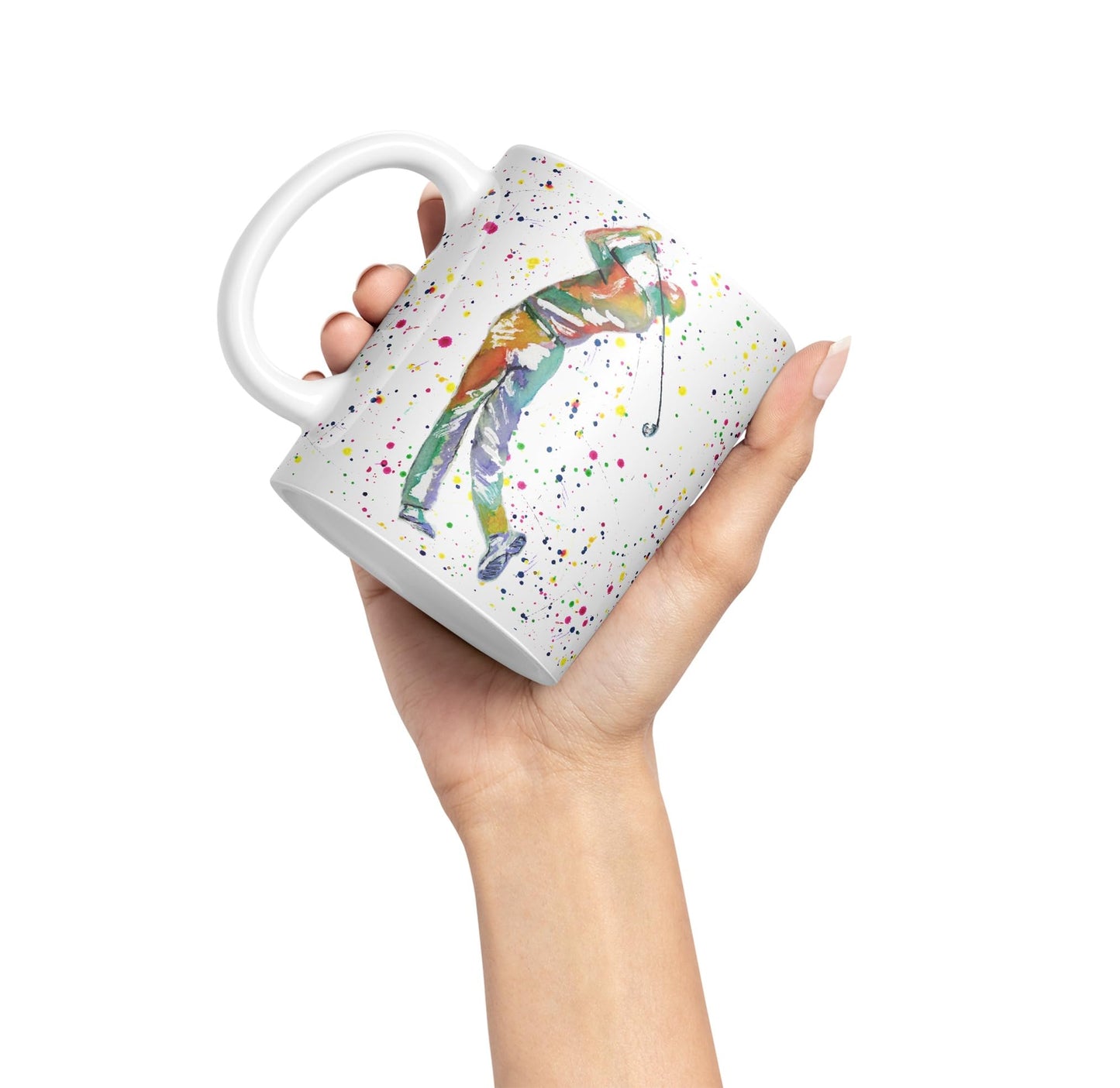 Golfer Golf Sport Watercolour hobby Ceramic Coloured Mug Cup for Tea Coffee Hot brew 330ml 11Oz Gift