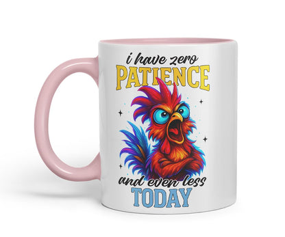 Vixar I Have Zero Patience and Even Less Today Funny Chicken Mug – Coloured Ceramic Mug Cup Gift, 11oz (Black)