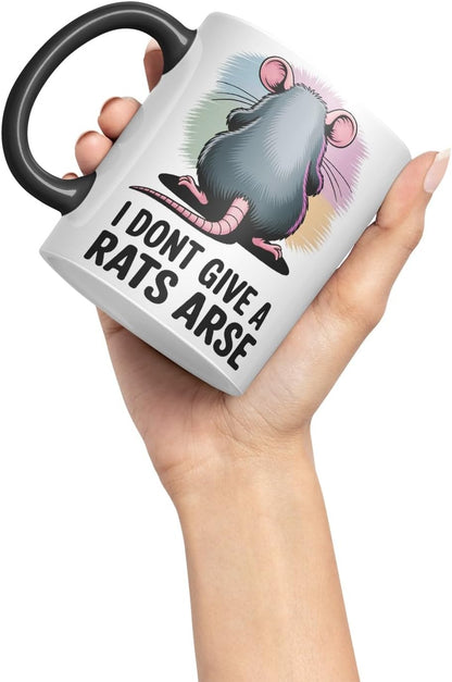 Vixar I Don’t Give a Rat’s Arse – Coloured Ceramic Mug Cup Gift, 11oz (Black)