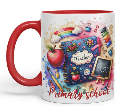 Vixar Primary School Teacher Mug Thank You, End of School Gift Ceramic Coloured Mug Cup for Tea Coffee Hot Brew 330ml 11Oz Gift