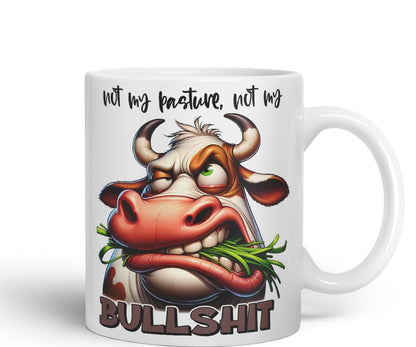 Vixar Not My Pasture, Not My Bullshit Coloured Ceramic Mug Cup 11oz Funny Sarcastic Gift (Black)