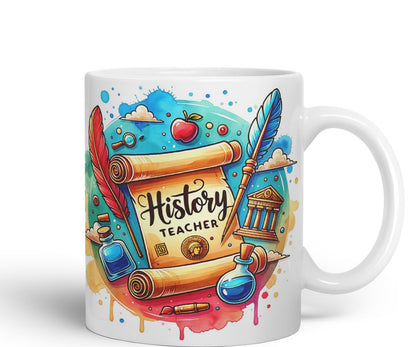 Vixar History Teacher Mug Thank You, End of School Gift Ceramic Coloured Mug Cup for Tea Coffee Hot Brew 330ml 11Oz Gift