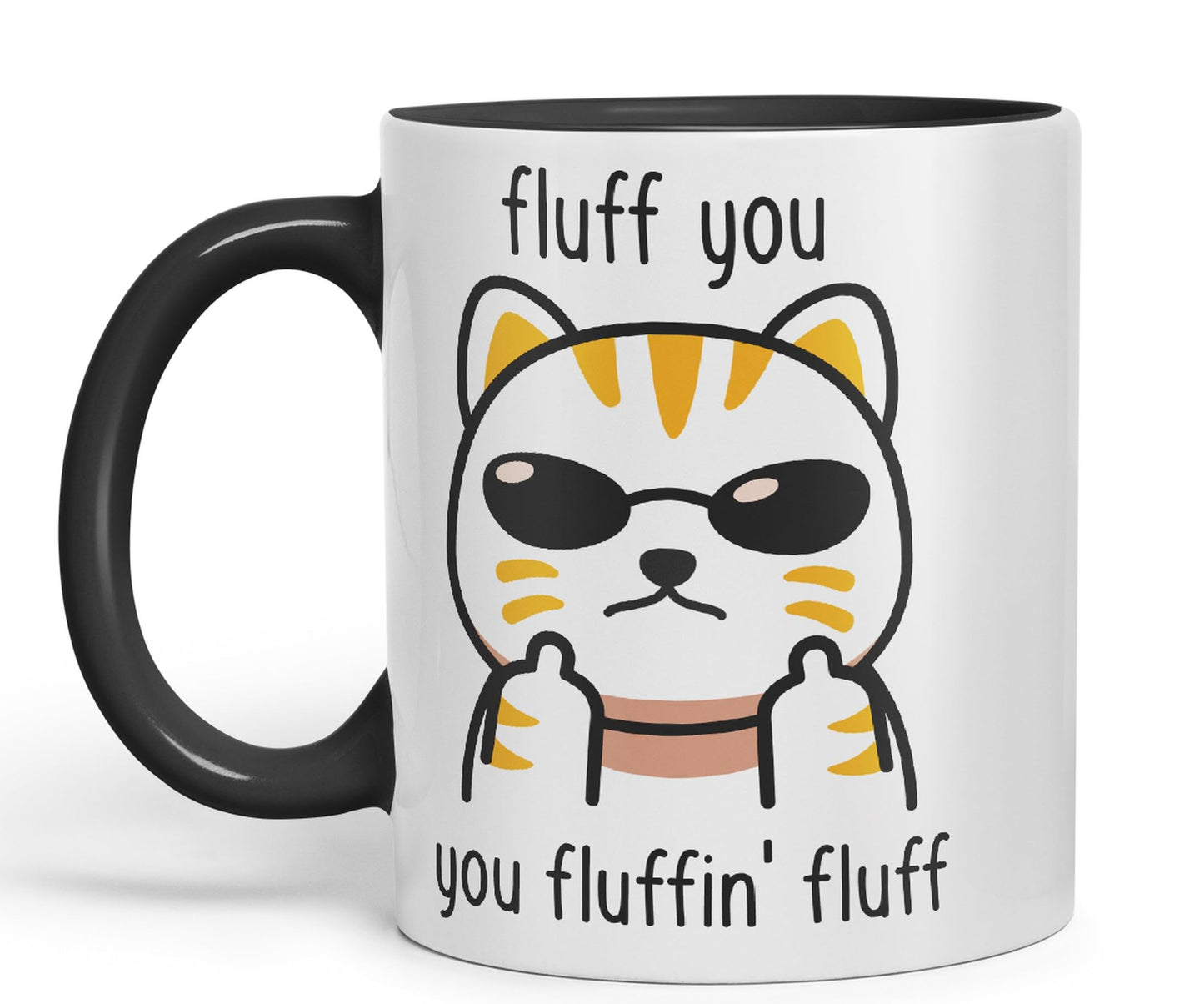 Vixar Fluff You Cat Joke Adult Ceramic Mug Coloured Mug Cup Gift Tea Coffee Christmas Office Home