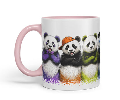 Vixar Pandas Mug – Cute Pandas Coloured Ceramic Mug Cup Gift, 11oz (Black)