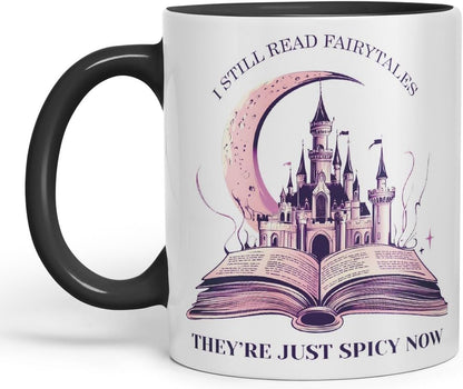 Vixar I Still Read Fairytales – They’re Just Spicy Now Coloured Ceramic Mug Cup Gift, 11oz (Black)