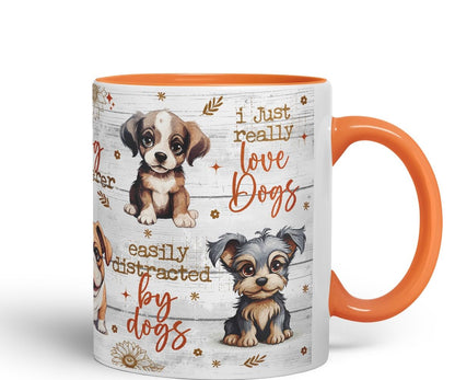 Vixar Dog Whisperer Mug – Easily Distracted by Dogs Coloured Ceramic Mug Cup Gift, 11oz (Black)