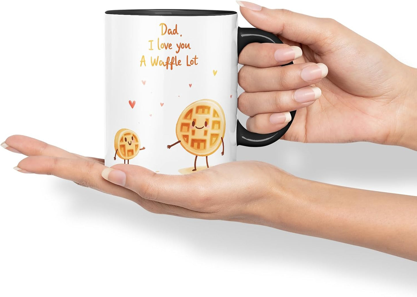 Vixar Dad I Love You A Waffle Lot Funny Father's Day Waffle Mug – Coloured Mug Cup Gift, 11oz (Black)