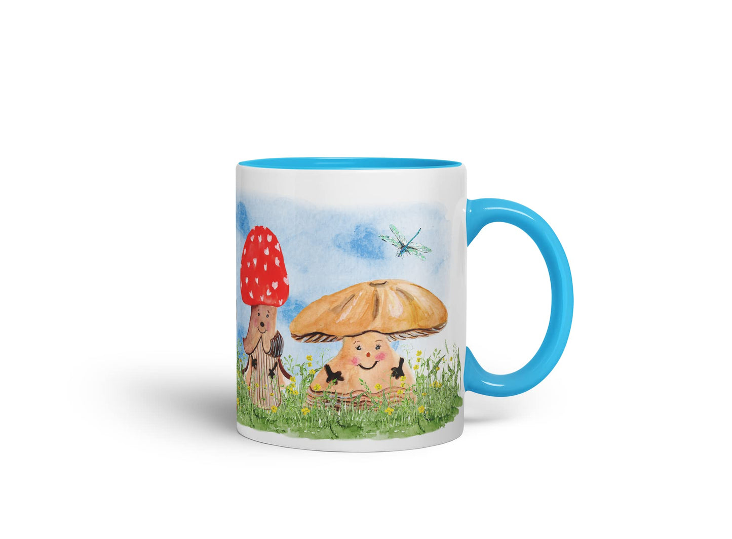 Vixar Mushrooms Red Wild Watercolour Art Coloured Mug Cup Gift Birthday Work Office Tea Coffee