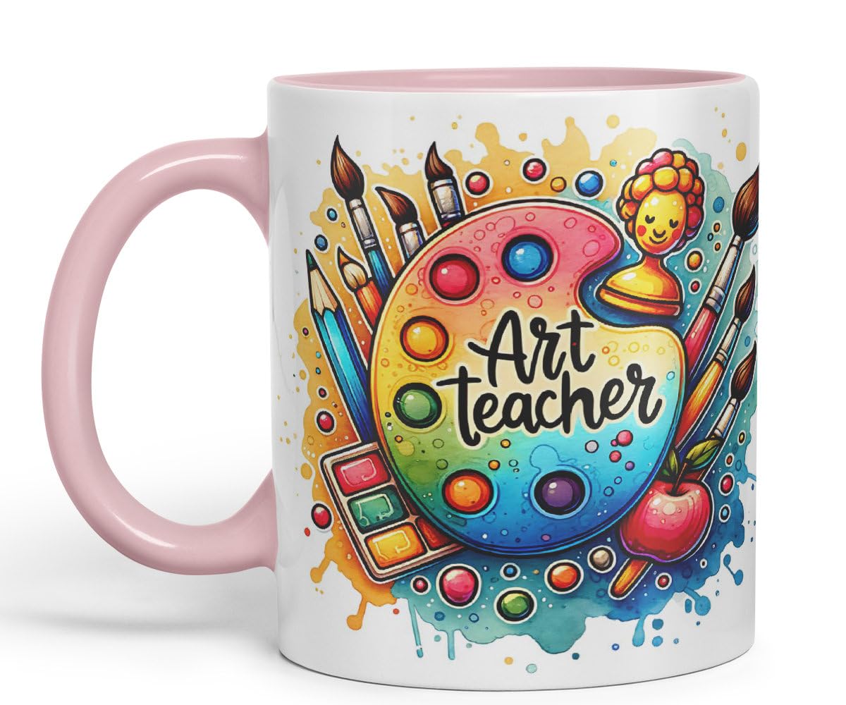 Vixar Art Teacher Mug Thank You, End of School Gift Ceramic Coloured Mug Cup for Tea Coffee Hot Brew 330ml 11Oz Gift
