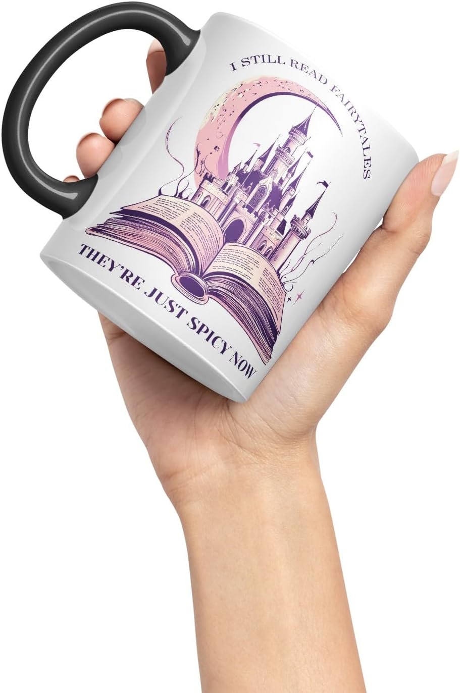 Vixar I Still Read Fairytales – They’re Just Spicy Now Coloured Ceramic Mug Cup Gift, 11oz (Black)