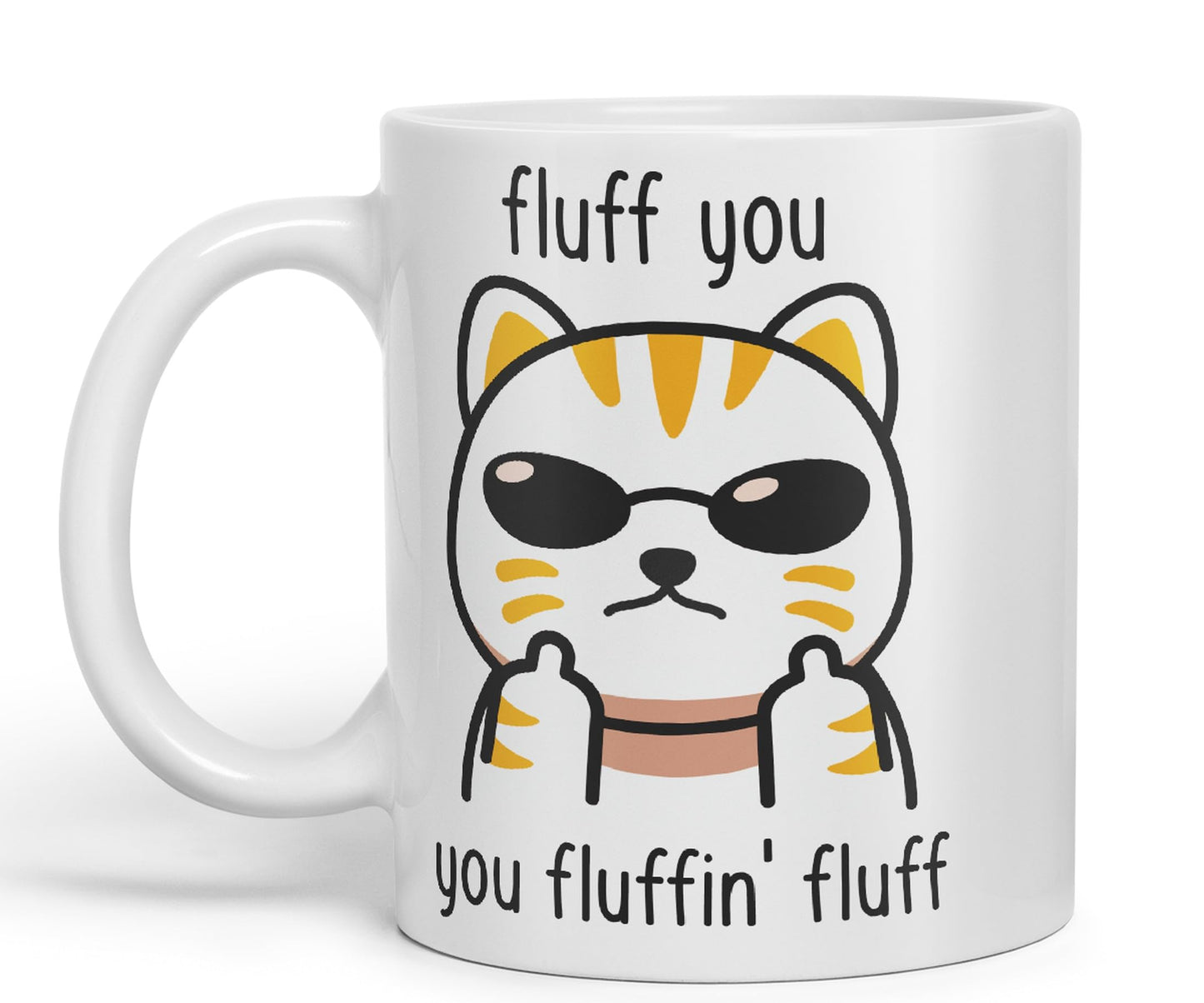 Vixar Fluff You Cat Joke Adult Ceramic Mug Coloured Mug Cup Gift Tea Coffee Christmas Office Home