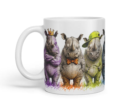 Vixar Rhino Mug – Cute Rhino Coloured Ceramic Mug Cup Gift, 11oz (Black)