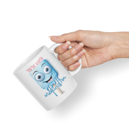 You're Worth Melting for, Joke sarkasm Sarcastic Ceramic Coloured Mug Cup for Tea Coffee Hot Brew 330ml 11Oz Gift