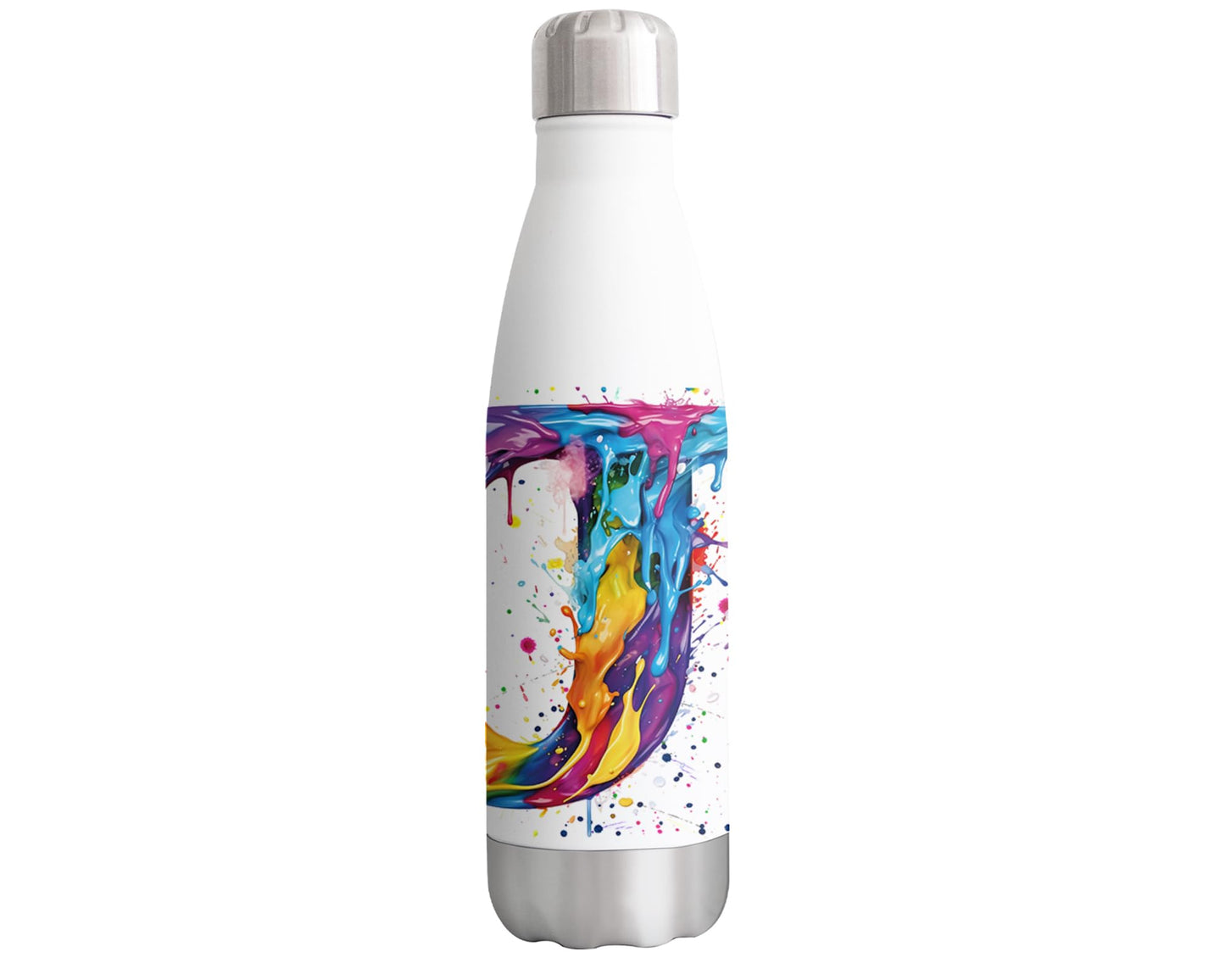 Letters Alphabet A-Z Monogram Watercolour Bottle double Wall insulated Stainless steel sport Drinks 500ml