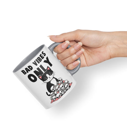 Bad Vibes Cats Sarcastic Joke Ceramic Coloured Mug Cup for Tea Coffee Hot Brew 330ml 11oz