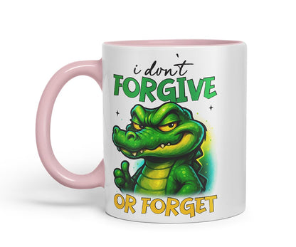 Vixar I Don't Forgive Or Forget Funny Crocodile Mug – Coloured Ceramic Mug Cup Gift, 11oz (Black)