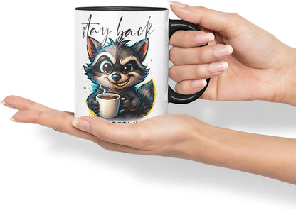 Vixar Stay Back I'm Unsupervised Funny Raccoon Coffee Mug – Coloured Ceramic Mug Cup Gift, 11oz (Black)