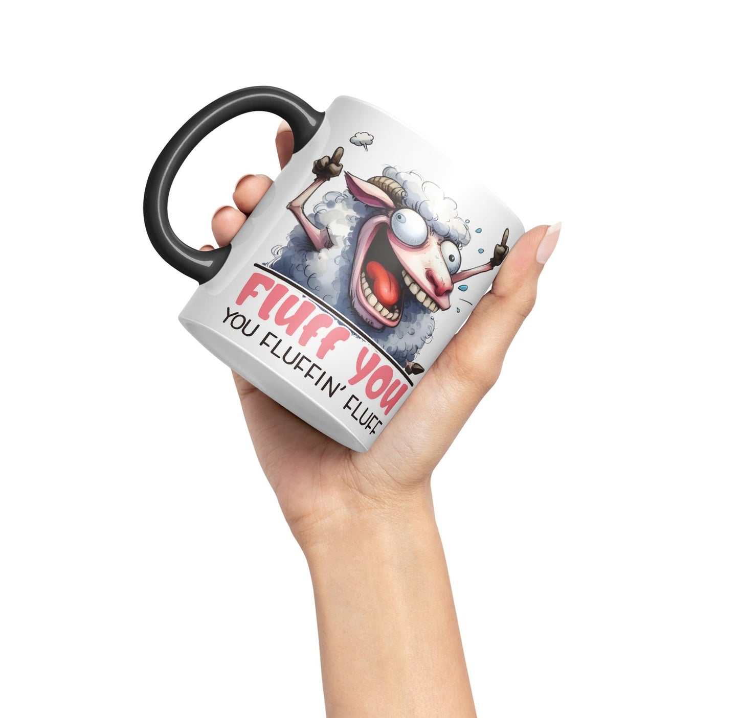 Fluff You, You Fluffin' Fluff Sheep Joke sarkasm Sarcastic Ceramic Coloured Mug Cup for Tea Coffee Hot Brew 330ml 11Oz Gift