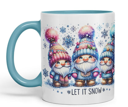 Vixar Let It Snow Cute Christmas Gnomes Coloured Mug Cup Winter Gift 11oz (Black)