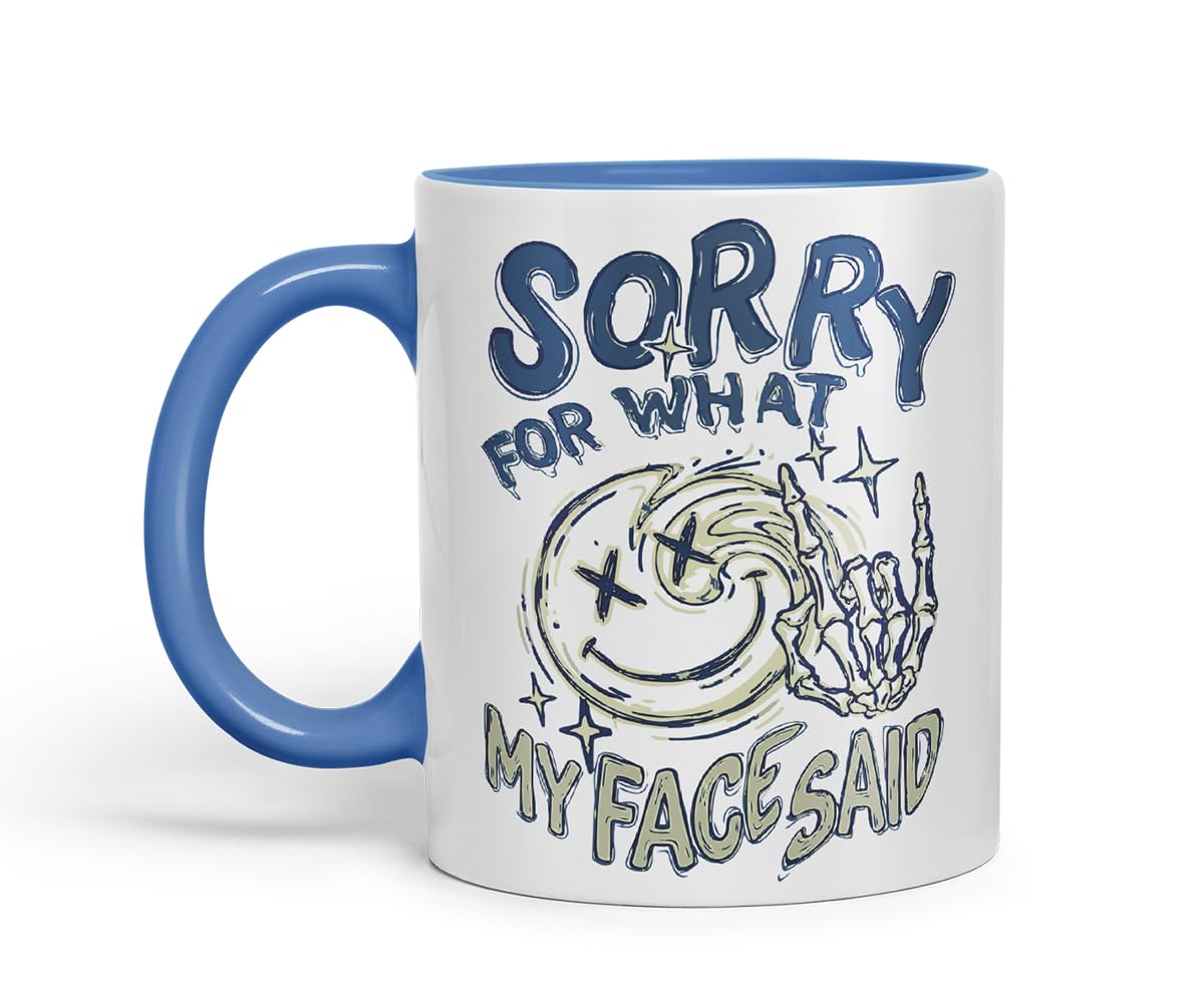 Vixar Sorry for What My Face Said Mug – Coloured Ceramic Mug Cup Gift, 11oz (Black)