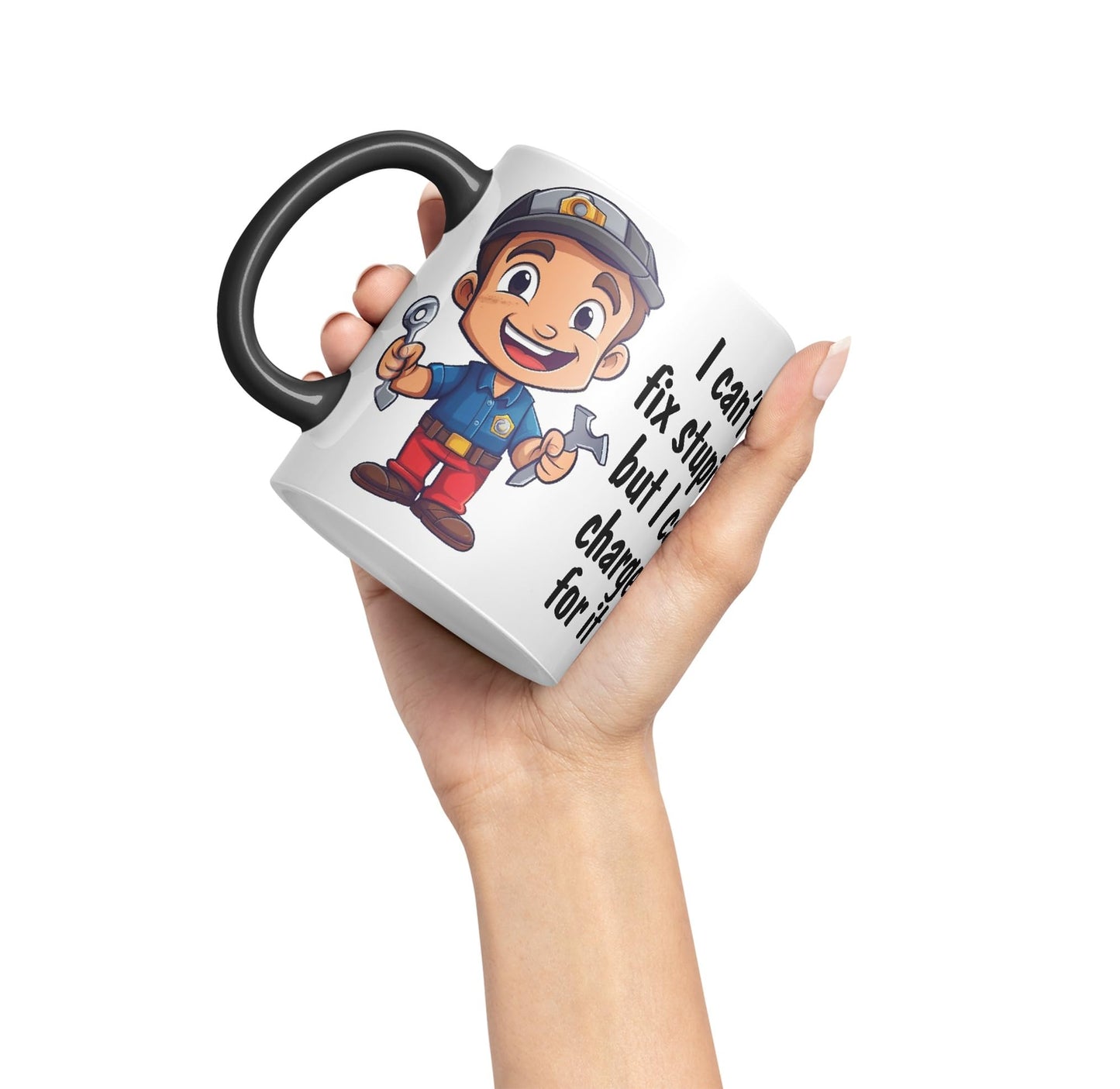I Can't fix Stupid.. But I can Charge for it, Joke Sarcastic Ceramic Coloured Mug Cup for Tea Coffee Hot Brew 330ml 11Oz