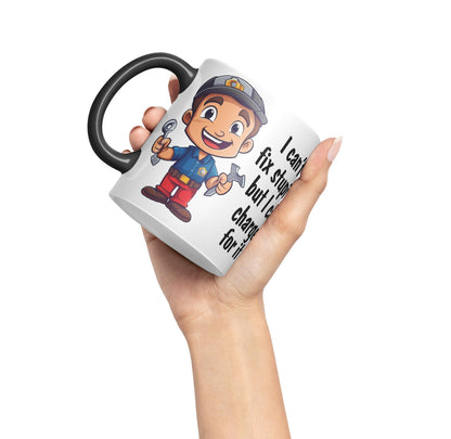 I Can't fix Stupid.. But I can Charge for it, Joke Sarcastic Ceramic Coloured Mug Cup for Tea Coffee Hot Brew 330ml 11Oz