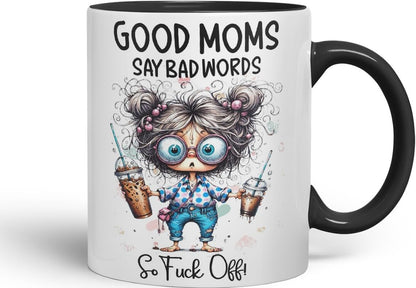 Vixar Good Moms Say Bad Words Funny Coloured Mug Cup 11oz (Black)