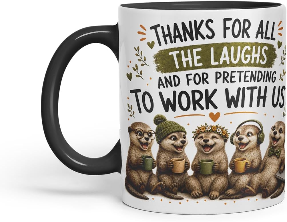 Vixar Thanks for All the Laughs Mug – Funny Coworker Leaving Colleague Goodbye Gift, 11oz (Black)