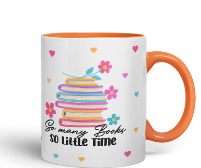 Vixar So Many Books so Little time Book Reader Gift Presents Coloured Ceramic Mug Cup Gift 330ml 11oz Work Office Tea Coffee