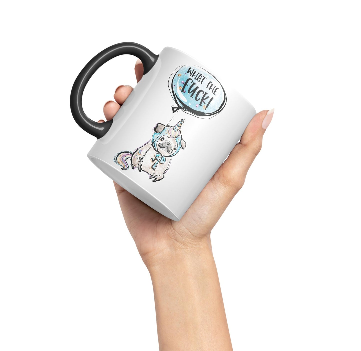 What The f…. Dog Unicorn Sarcastic Joke Gift Ceramic Coloured Mug Cup for Tea Coffee Hot Brew 330ml 11Oz