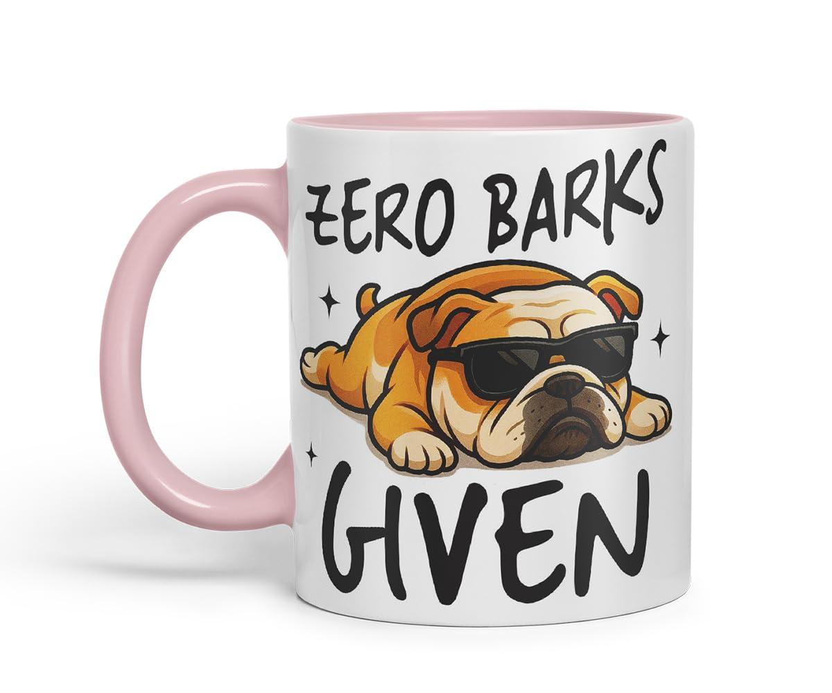 Vixar Zero Barks Given Bulldog Dog Mug – Coloured Ceramic Mug Cup Gift, 11oz (Black)