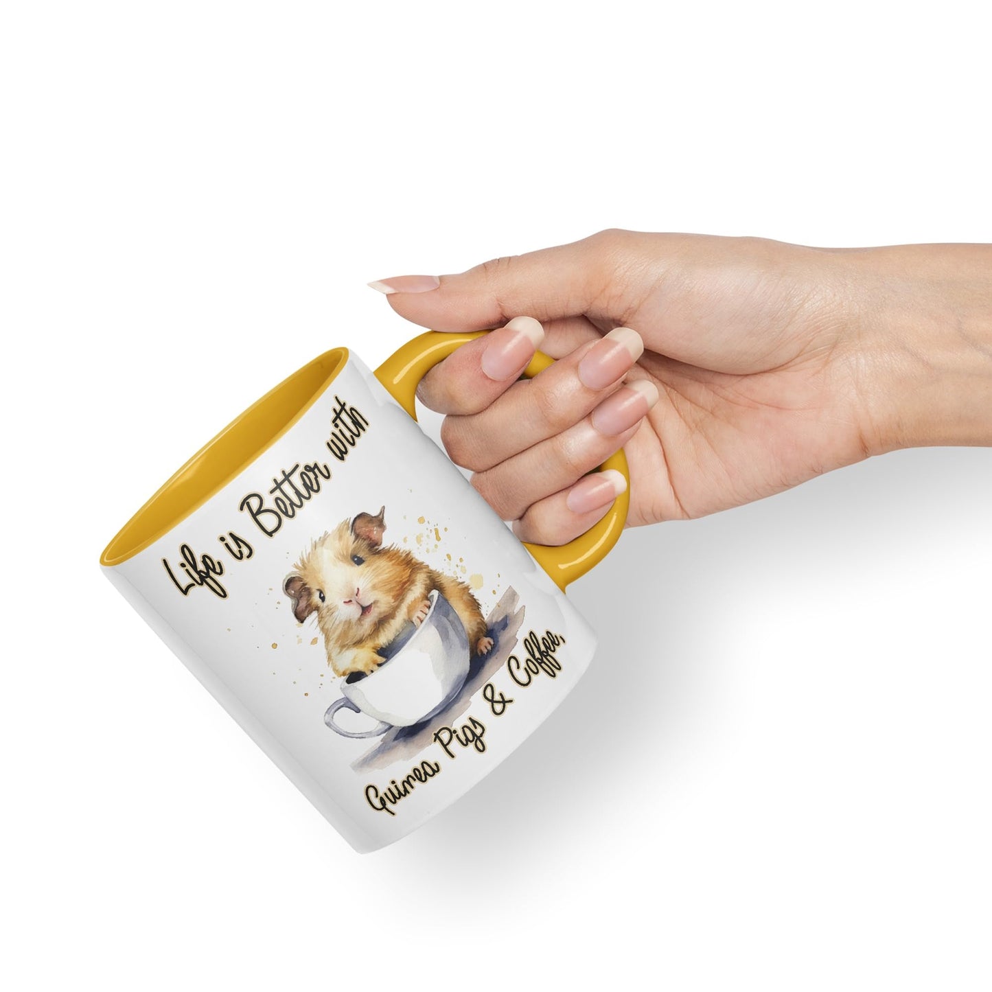 Life is Better with Guinea Pigs & Coffee Joke sarkasm Sarcastic Ceramic Coloured Mug Cup for Tea Coffee Hot Brew 330ml 11Oz Gift