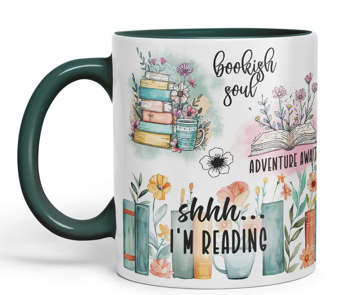 Vixar Shhh… I’m Reading – Bookish Soul Coloured Mug Cup 11oz (Black)