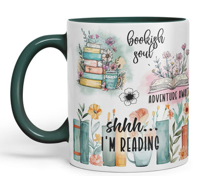 Vixar Shhh… I’m Reading – Bookish Soul Coloured Mug Cup 11oz (Black)