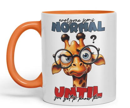 Vixar Everyone Seems Normal Until You Get to Know Them Giraffe Coloured Ceramic Mug Cup 11oz Funny Sarcastic Gift (Black)