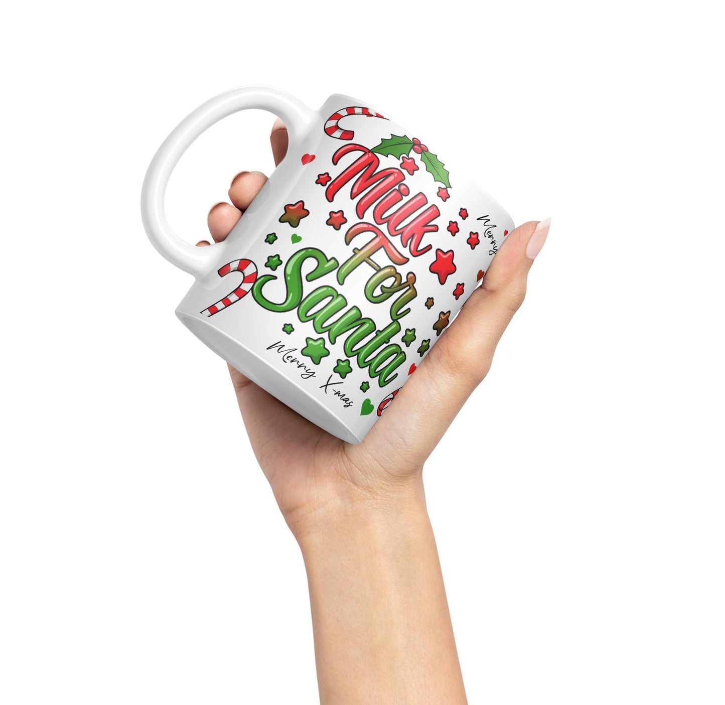 Vixar Milk for Santa Christmas Xmas Designs Tree Presents Coloured Ceramic Mug Cup Gift 330ml 11oz Work Office Tea Coffee Gift (CH3)