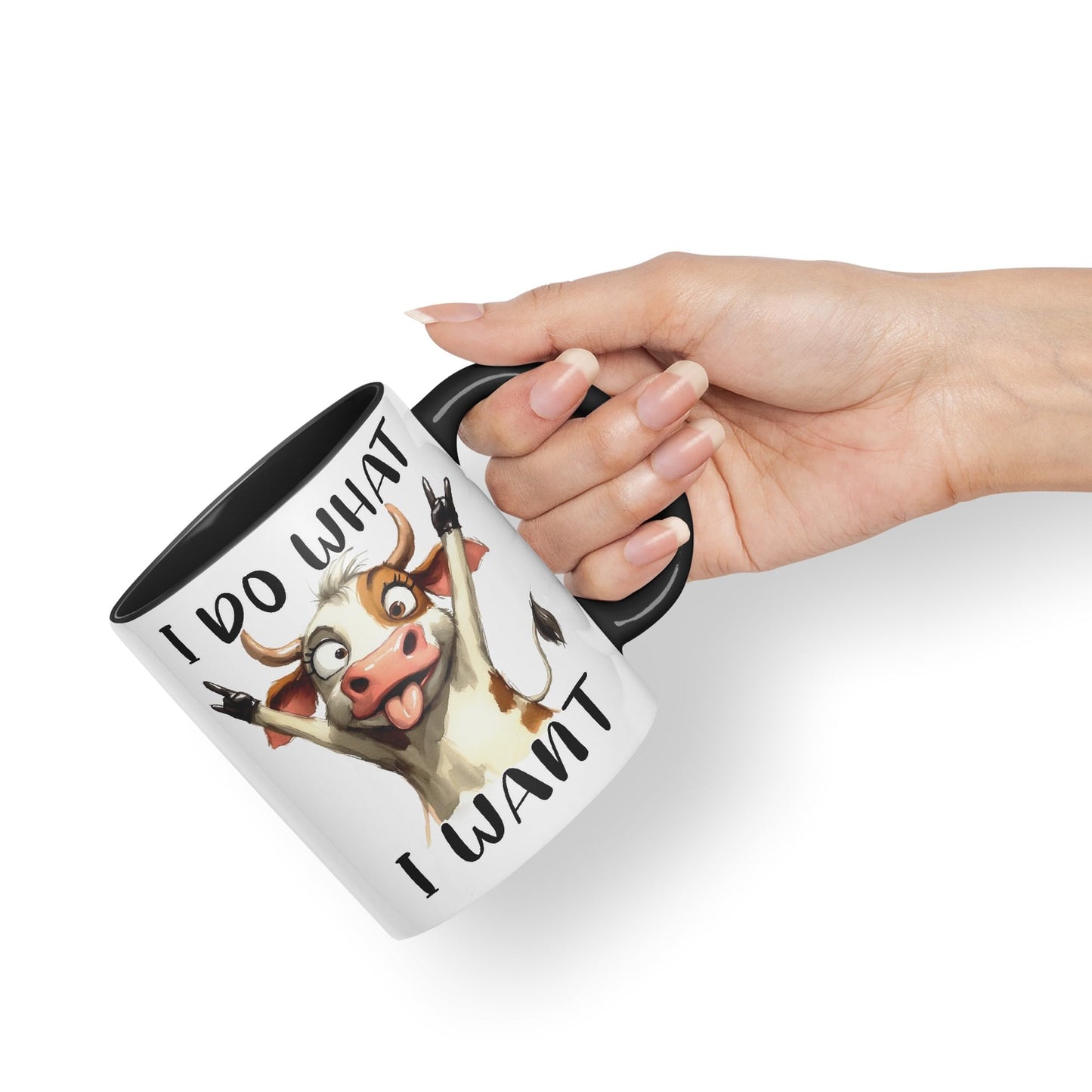 I Do What, I Want Cow Joke sarkasm Sarcastic Ceramic Coloured Mug Cup for Tea Coffee Hot Brew 330ml 11Oz Gift