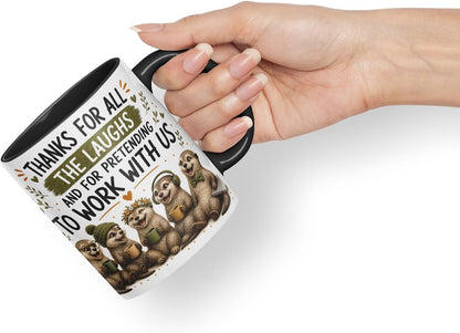 Vixar Thanks for All the Laughs Mug – Funny Coworker Leaving Colleague Goodbye Gift, 11oz (Black)