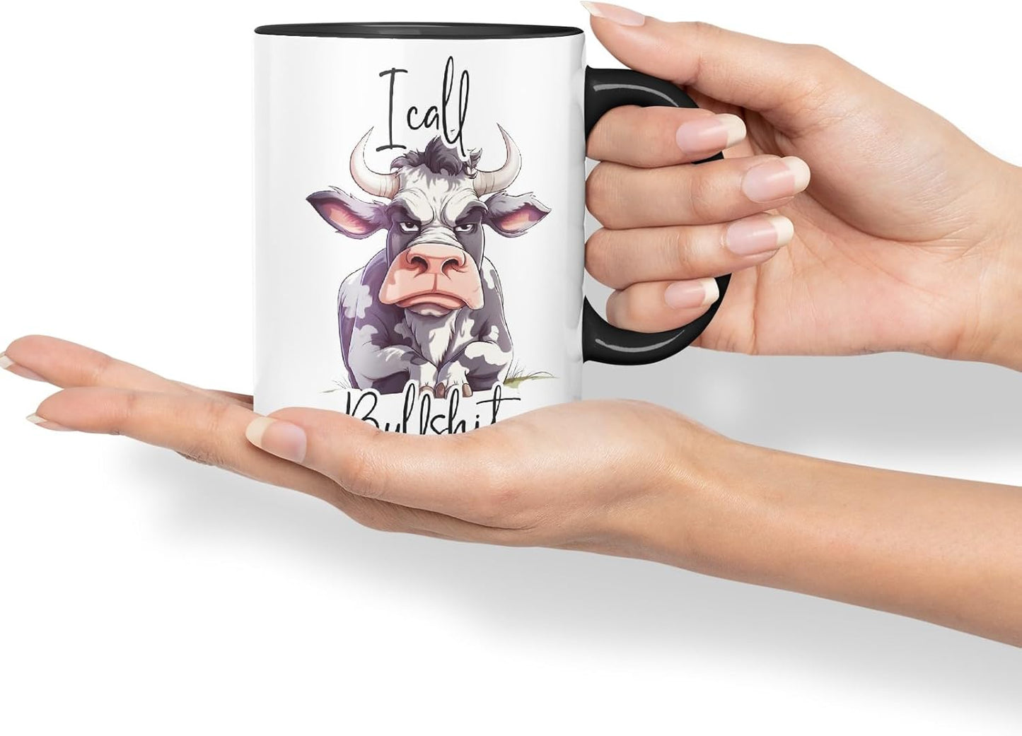Vixar I Call Bull…Cow Coloured Ceramic Mug Cup Gift, 11oz (Black)