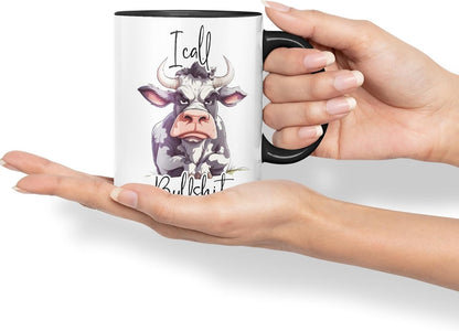 Vixar I Call Bull…Cow Coloured Ceramic Mug Cup Gift, 11oz (Black)