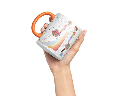 Vixar Wedding Mrs and Mrs Pride Lesbian Gay Watercolour Art Coloured Mug Cup Gift Birthday Work Office Tea Coffee