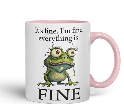 Vixar Frog It's fine I'm fine Everything is fine Joke Sarcastic Ceramic Mug Coloured Mug Cup Gift Tea Coffee Christmas