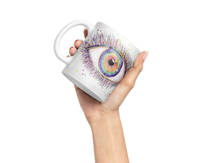 Vixar Eye Rainbow Watercolour Art Coloured Mug Cup Gift Birthday Work Office Tea Coffee