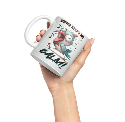 Coffe Keeps me Calm Bird Joke sarkasm Sarcastic Ceramic Coloured Mug Cup for Tea Coffee Hot Brew 330ml 11Oz Gift