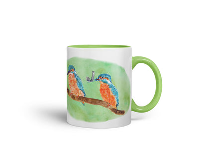 Vixar King Fisher Kingfisher Pair Bird Animals Watercolour Art Coloured Mug Cup Gift Birthday Work Office Tea Coffee