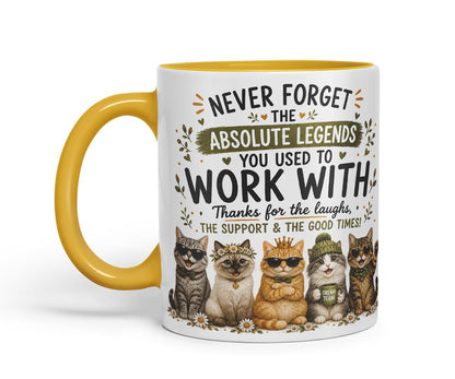 Vixar Never Forget the Absolute Legends You Used to Work with Cats Mug – Funny Cat Coworker Leaving Gift, 11oz (Black)