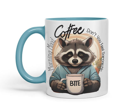 Vixar Coffee Don't You Feel Sarcastic This Morning Bite Raccoon – Coloured Ceramic Mug Cup Gift, 11oz (Black)