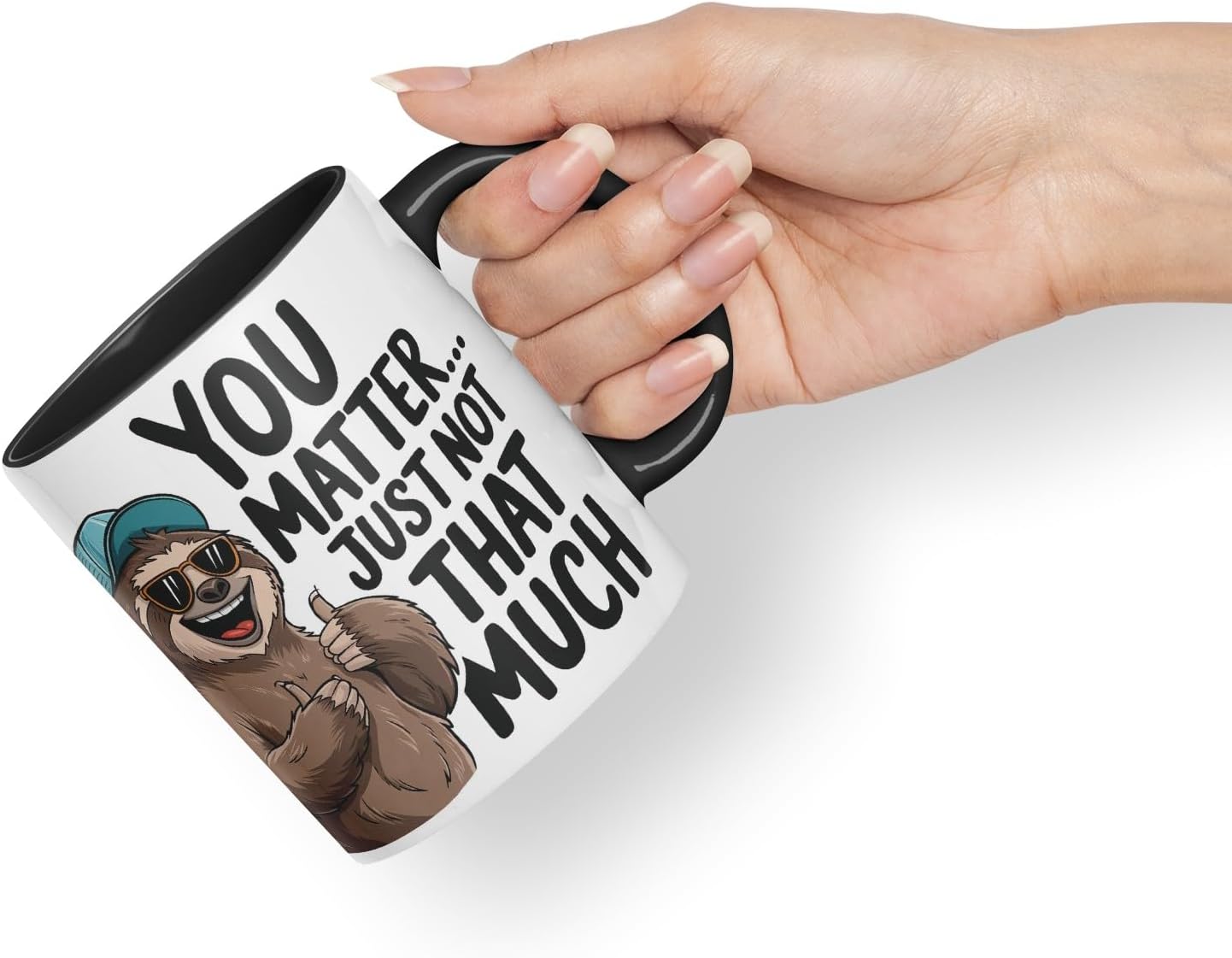 Vixar You Matter... Just Not That Much – Coloured Ceramic Mug Cup Gift, 11oz (Black)