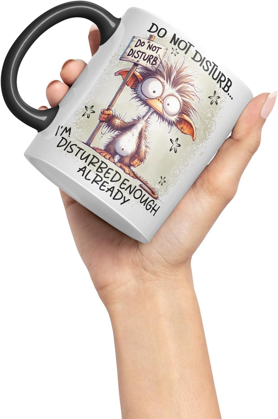 Vixar Do Not Disturb I'm Disturbed Enough Already Funny Quirky Animal – Coloured Ceramic Mug Cup Gift, 11oz (Black)